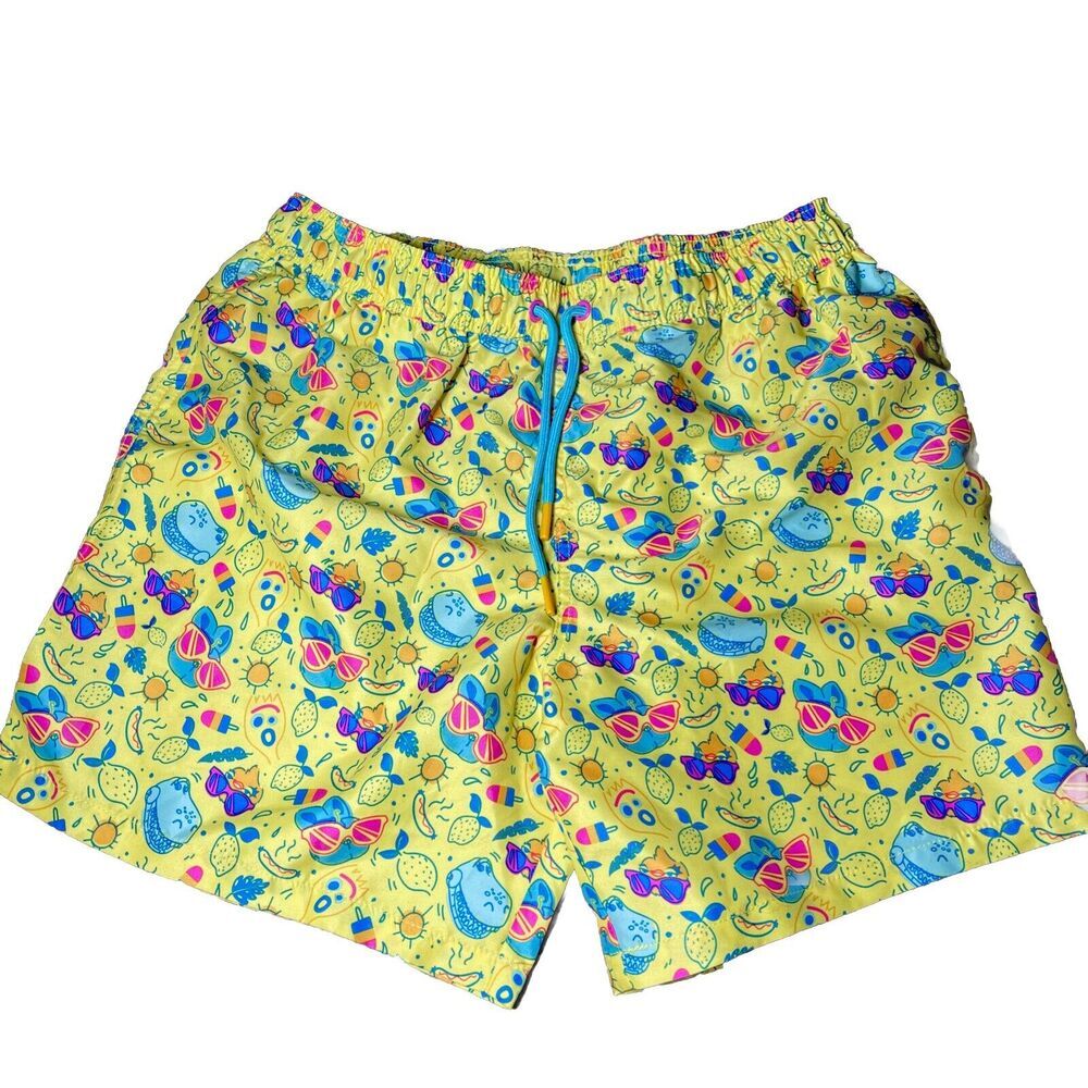Disney Yellow Swim Trunks with Blue and Pink Accents